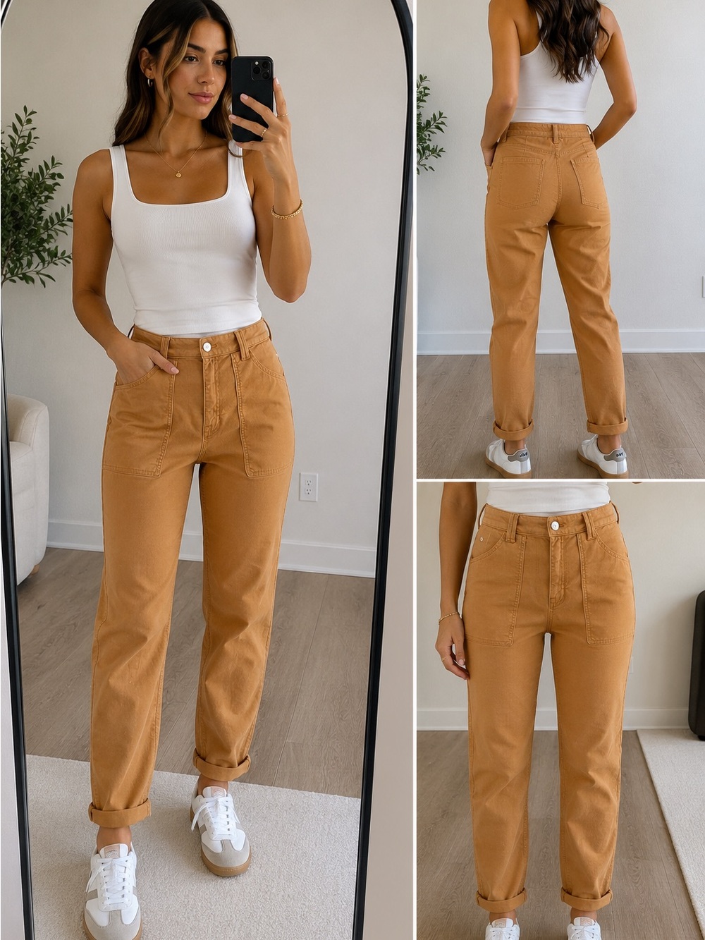 Pistola Utility Pants Size 29 Orange Mango High Rise Straight Leg Trouser